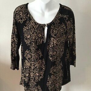 Lucky Brand Women Boho Peasant Long Sleeve Blouse Top Sz S Gypsy Hippie Cottage